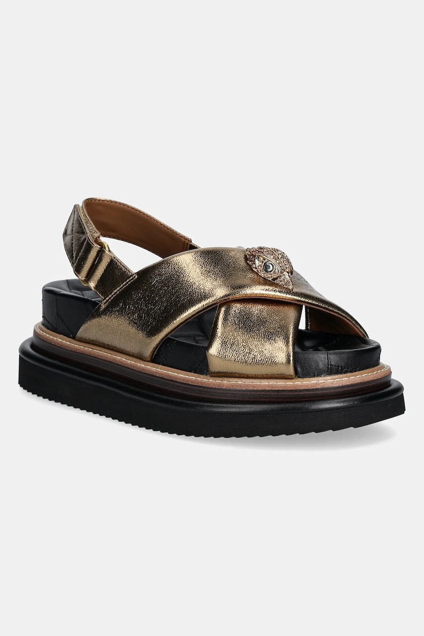 Kožené sandále Kurt Geiger London Orson Cross Strap Sandal dámske, zlatá farba, na platforme, 9992260109