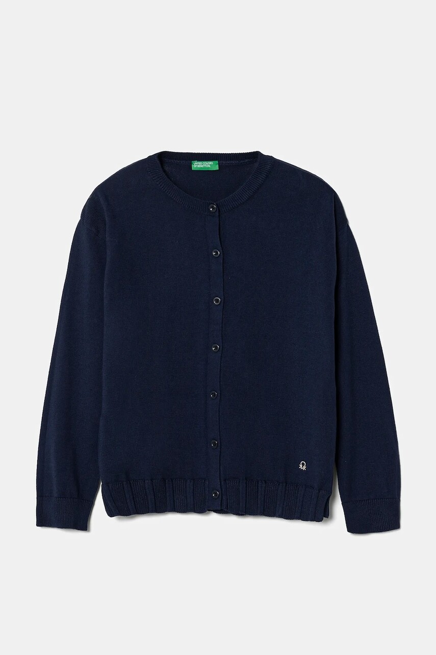 Detský bavlnený kardigan United Colors of Benetton tmavomodrá farba, tenký, 1098C500R