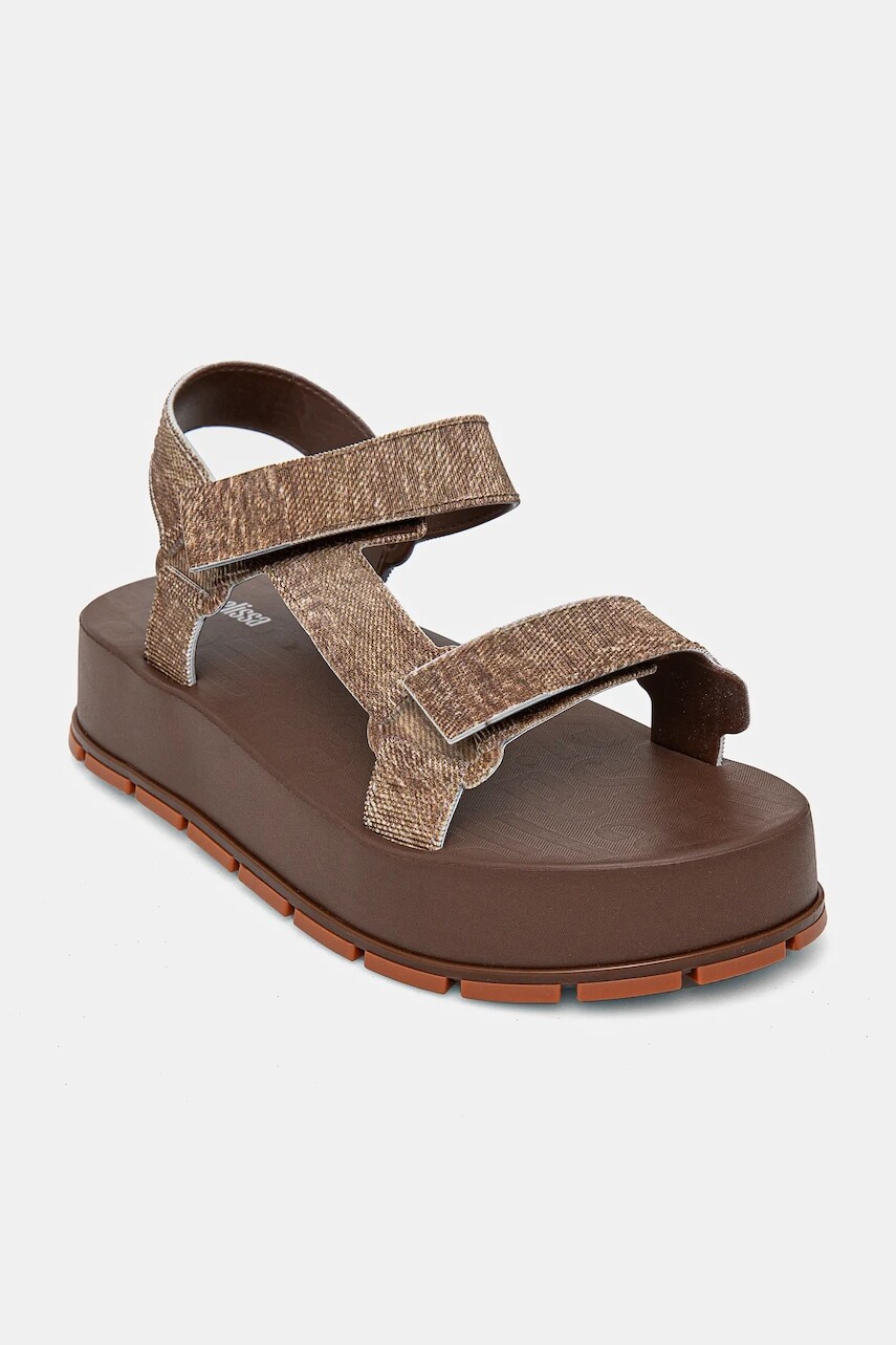 Sandále Melissa FLOWING PLATFORM DENIM dámske, hnedá farba, na platforme, M 36132