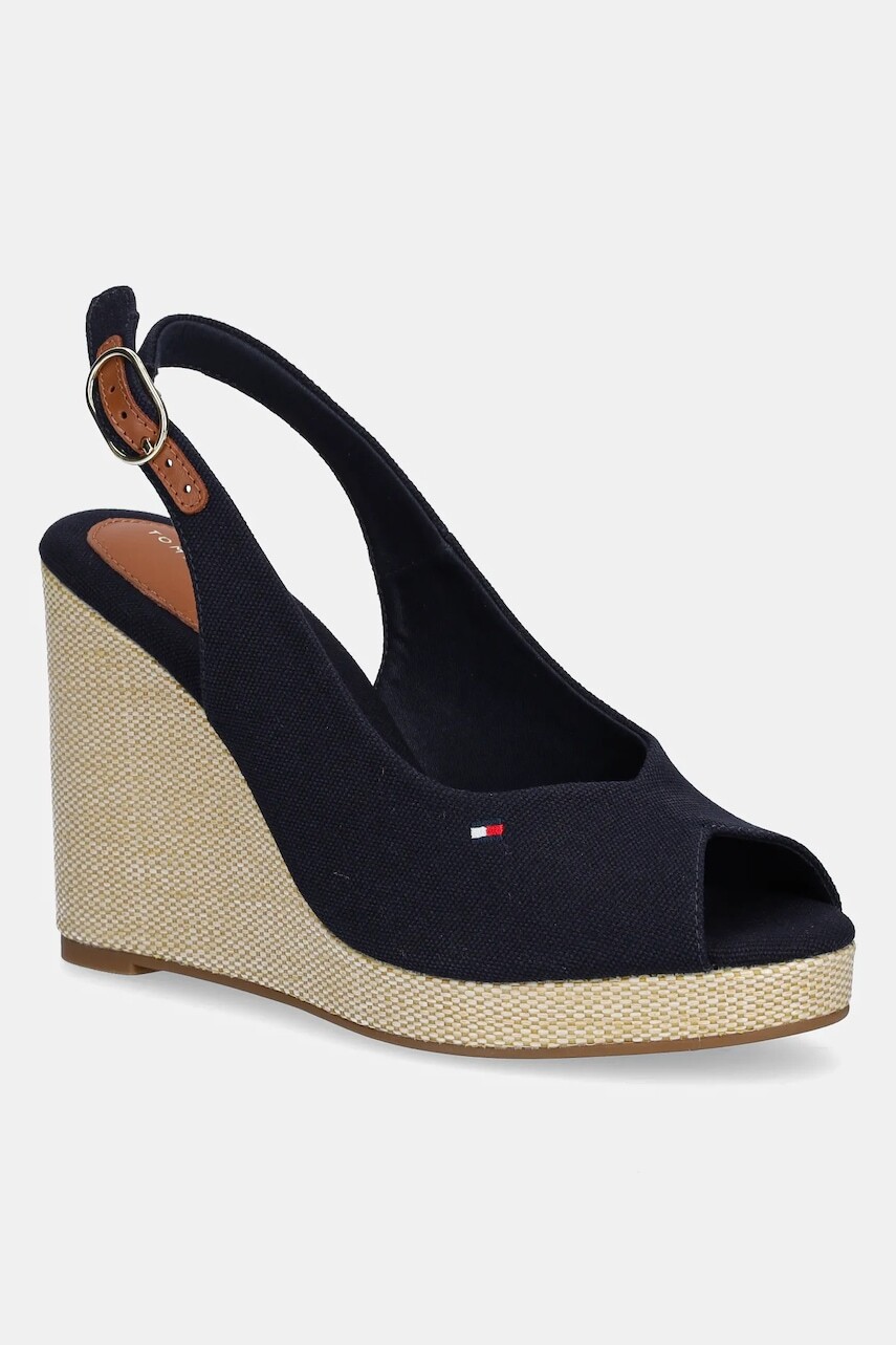 Sandále Tommy Hilfiger FLAG HIGH WEDGE ESPAD SLINGBACK tmavomodrá farba, FW0FW08597