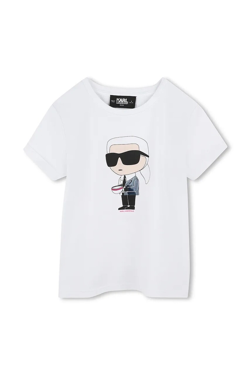 Detské bavlnené tričko Karl Lagerfeld biela farba, Z30491