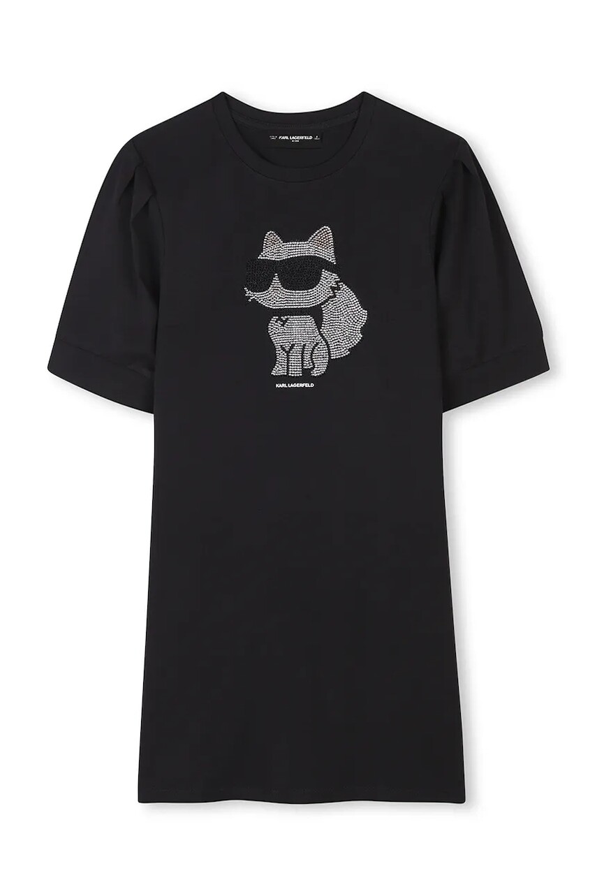 Dievčenské šaty Karl Lagerfeld čierna farba, mini, rovný strih, Z30458