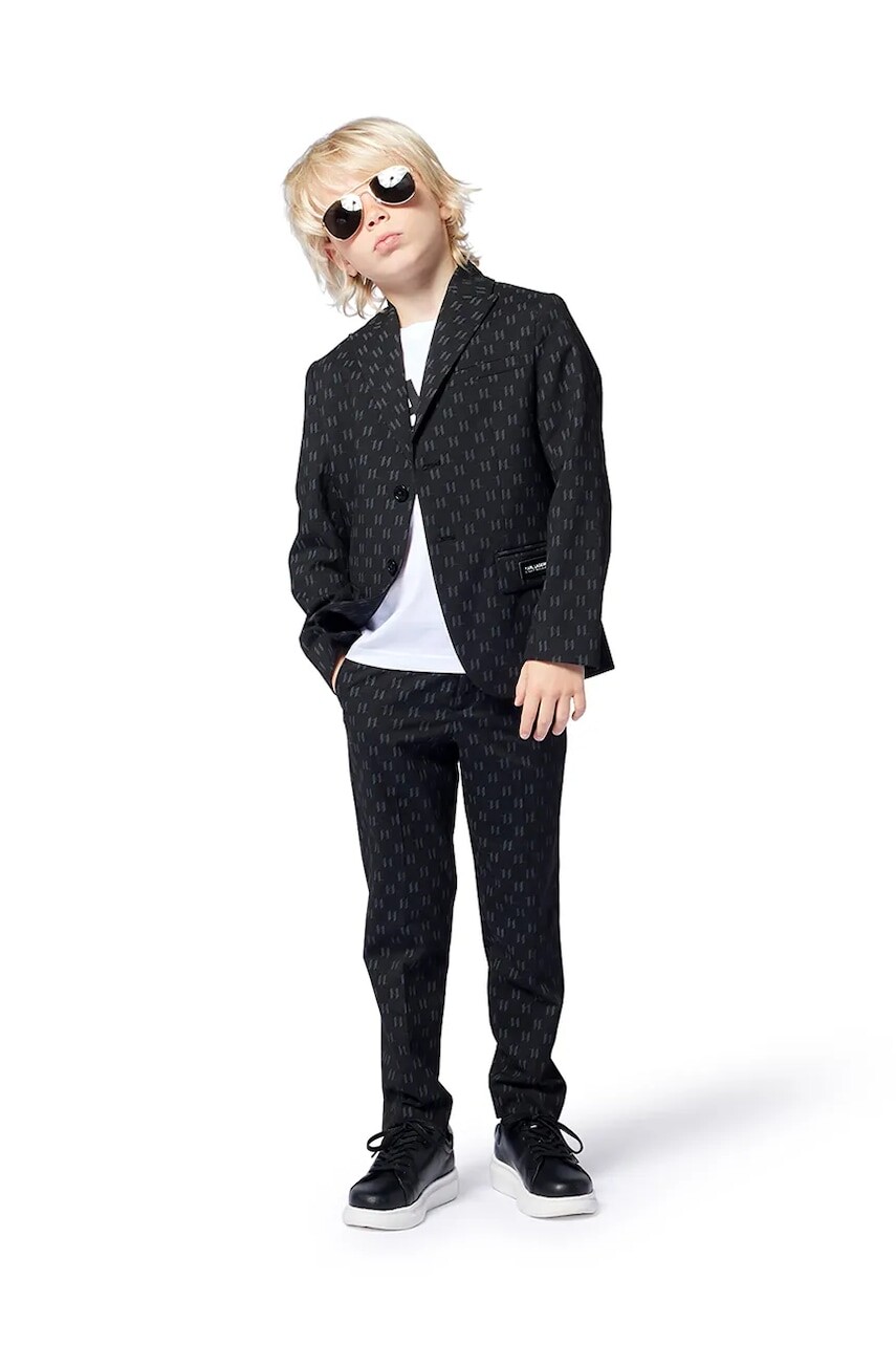 Detské nohavice Karl Lagerfeld čierna farba, vzorované, Z30417
