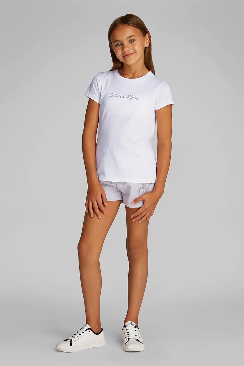 Detské bavlnené tričko Calvin Klein Jeans biela farba, IG0IG02857