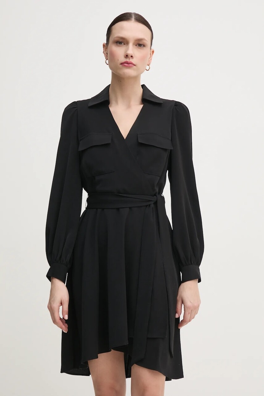 Šaty Dkny čierna farba, mini, áčkový strih, DD3K7484