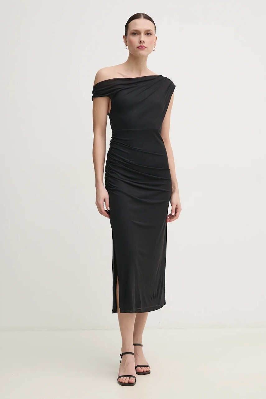 Šaty Dkny čierna farba, midi, priliehavá, DD5M1H45