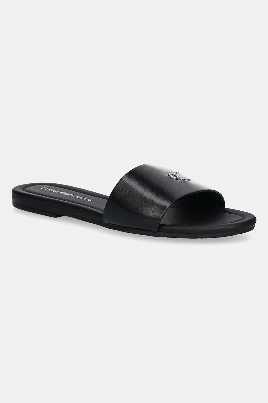 Šľapky Calvin Klein Jeans FLAT SANDAL SLIDE MG dámske, čierna farba, YW0YW01697