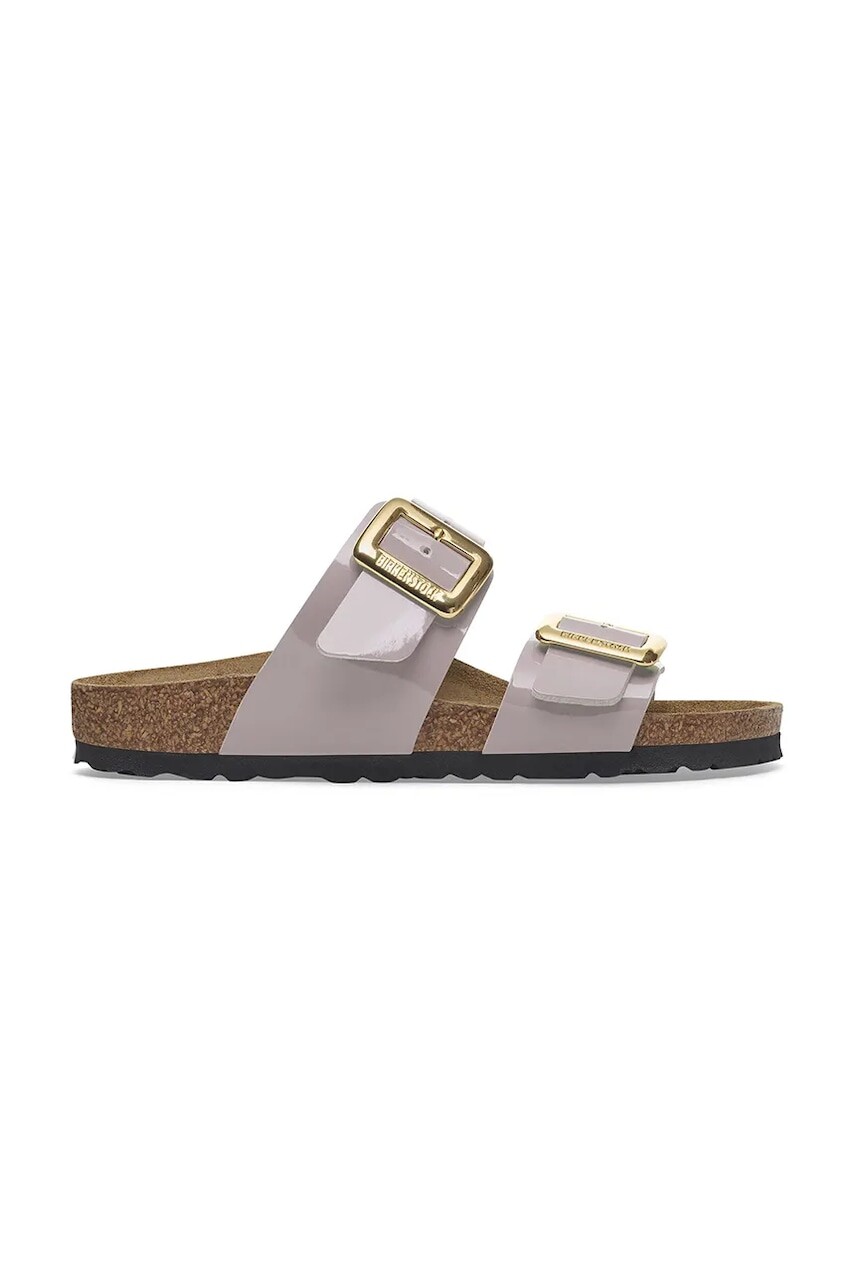 Šľapky Birkenstock Sydney Patent Cushion Buckle dámske, fialová farba, 1029473