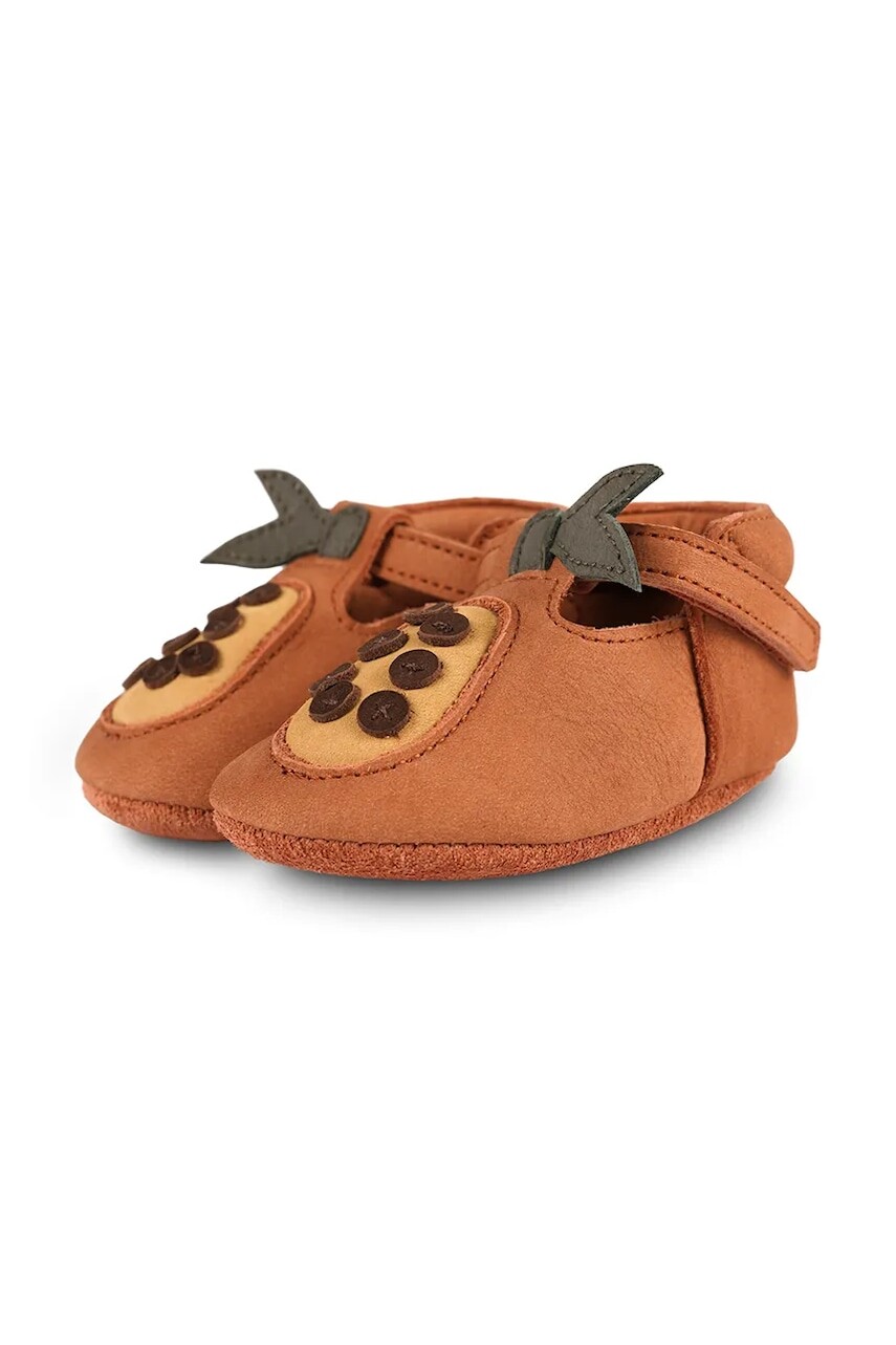 Semišové topánky pre bábätká Donsje Nanoe Shoes Papaya hnedá farba, 1005019