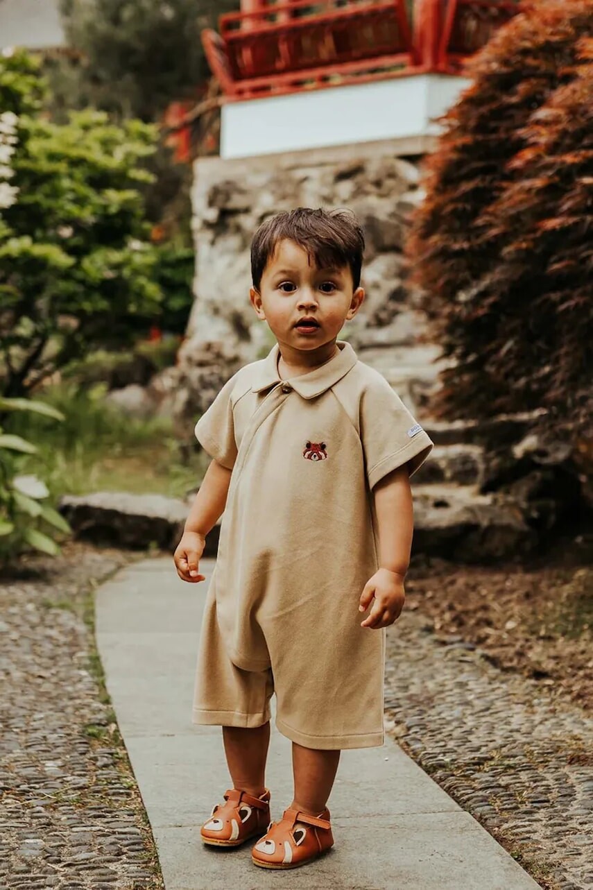 Detské bavlnené dupačky Donsje Adriaen Playsuit Red Panda 3035602