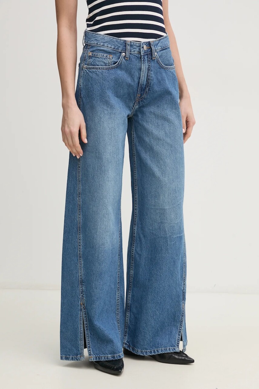 Rifle Pepe Jeans WIDE LEG JEANS MW SLIT dámske, PL205001