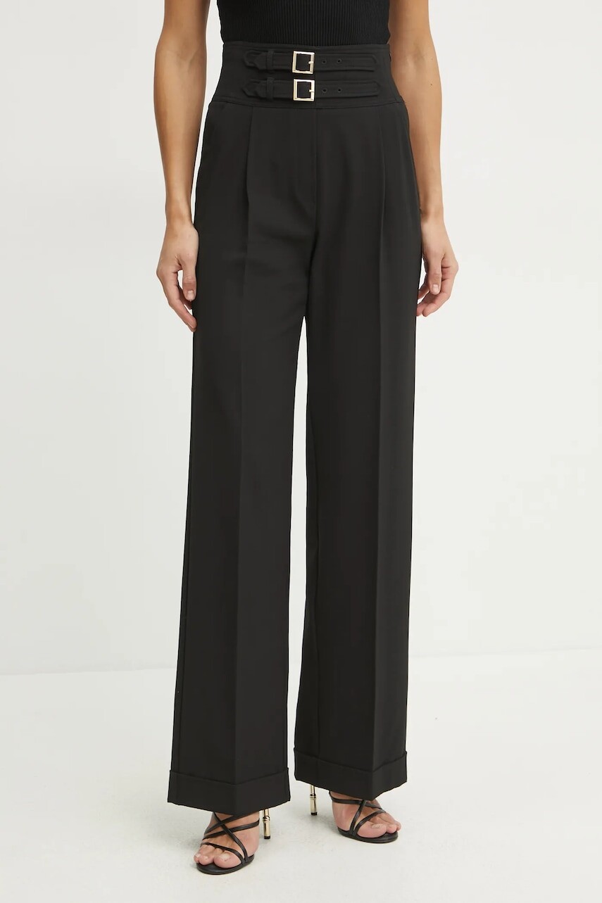 Nohavice Marella AGUZZE dámske, čierna farba, široké, vysoký pás, 2513131011200