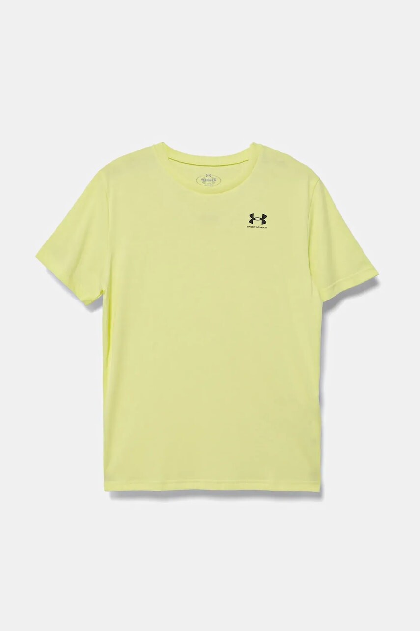 Detské tričko Under Armour SPORTSTYLE LC SS zelená farba, s potlačou, 1389962