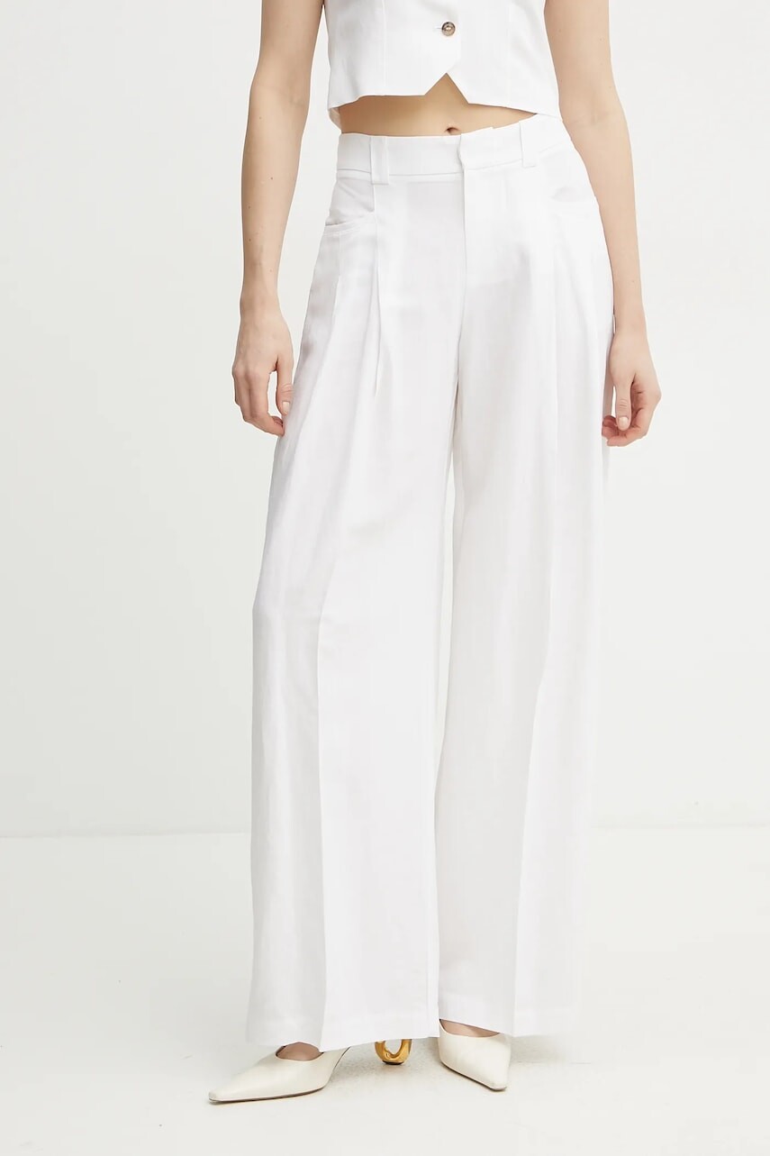 Nohavice Ermanno Scervino dámske, biela farba, široké, vysoký pás, 56TP029ES1