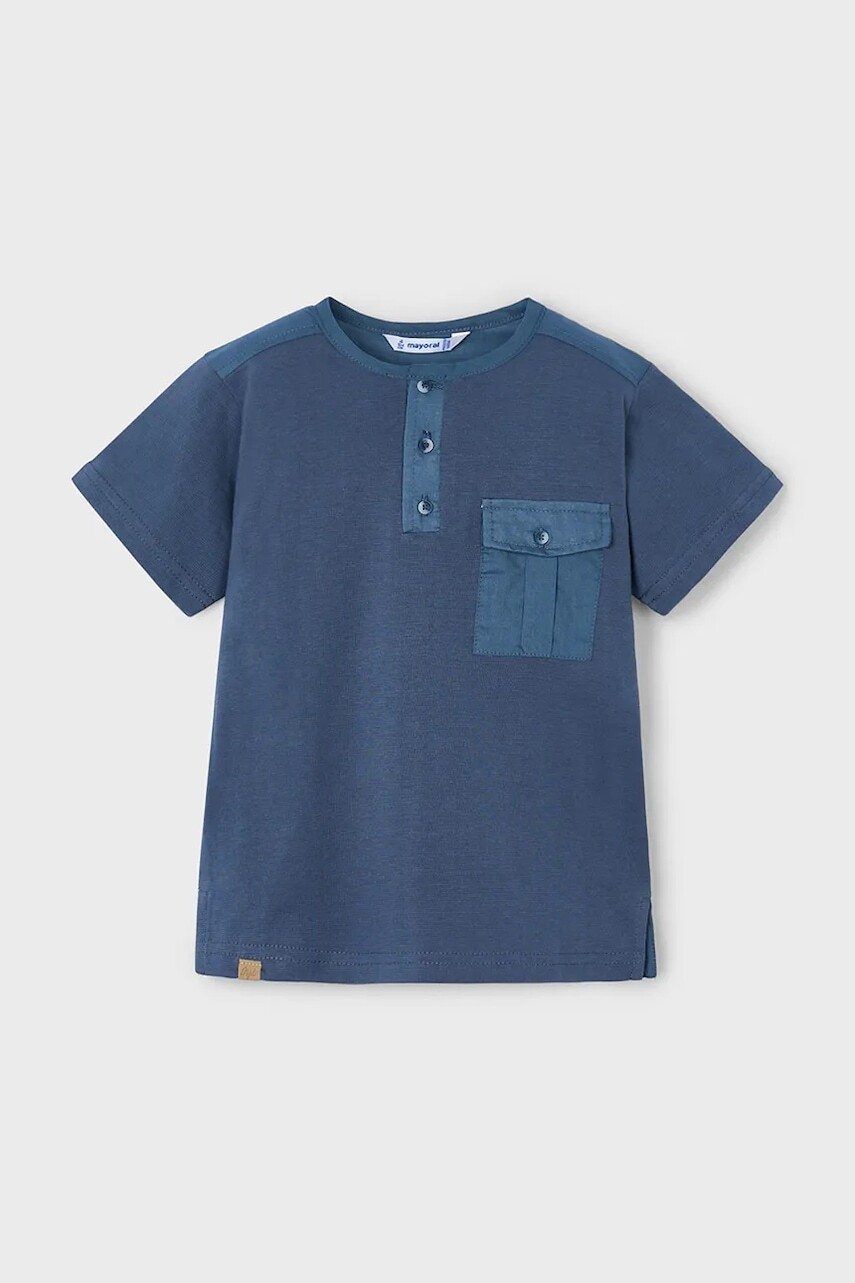 Detské bavlnené tričko Mayoral tmavomodrá farba, jednofarebné, 3033