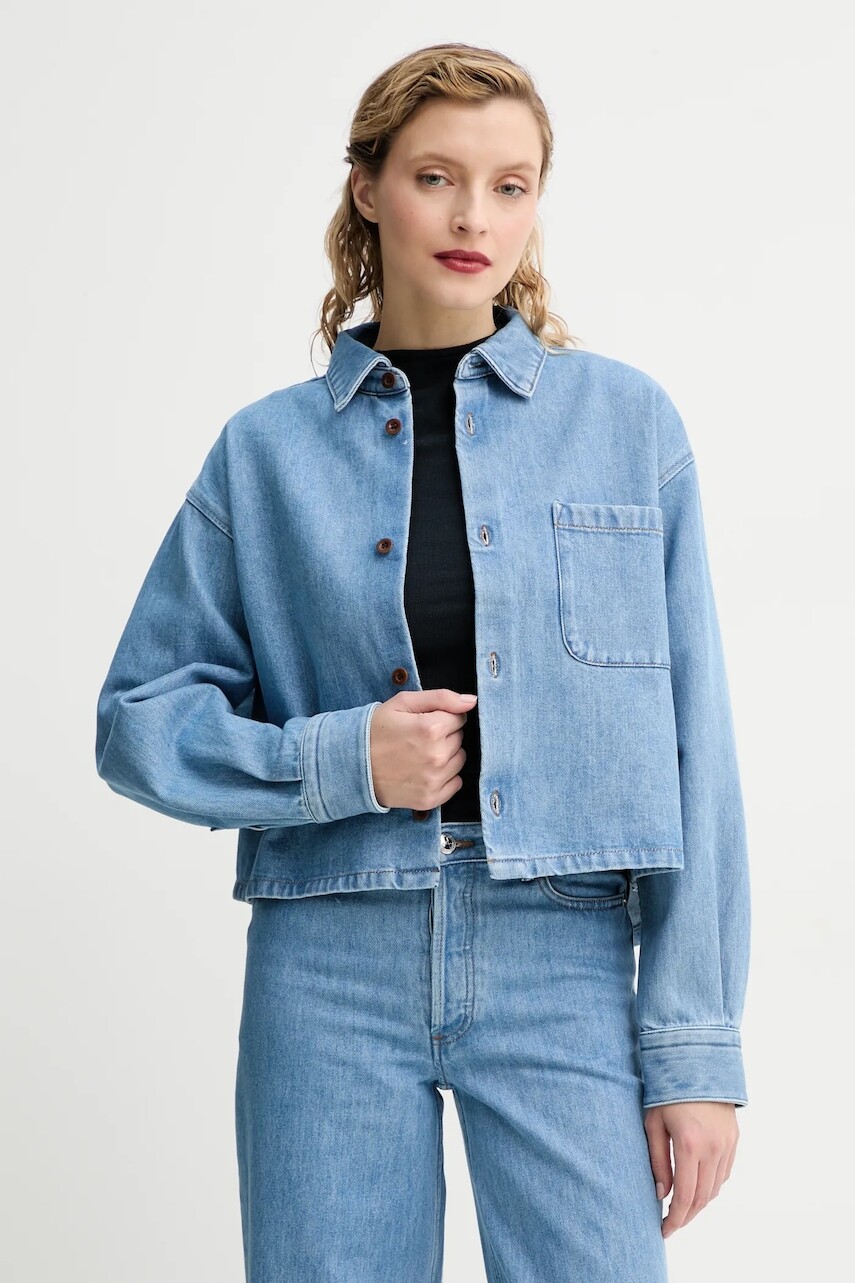Rifľová košeľa A.P.C. surchemise samantha brodee dámska, voľný strih, s klasickým golierom, COHEQ.F02895