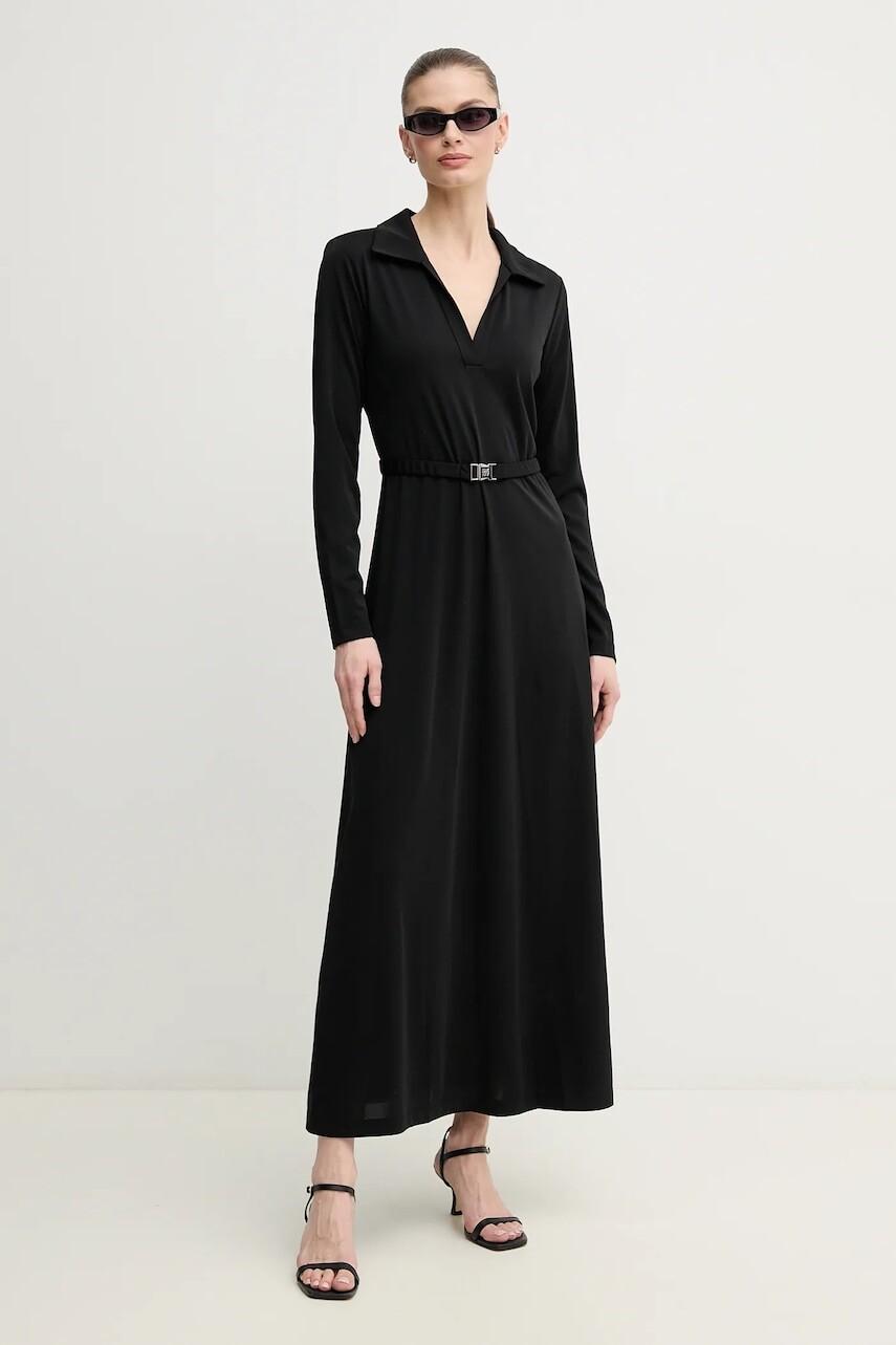 Šaty Dkny čierna farba, midi, áčkový strih, DD5J1H52