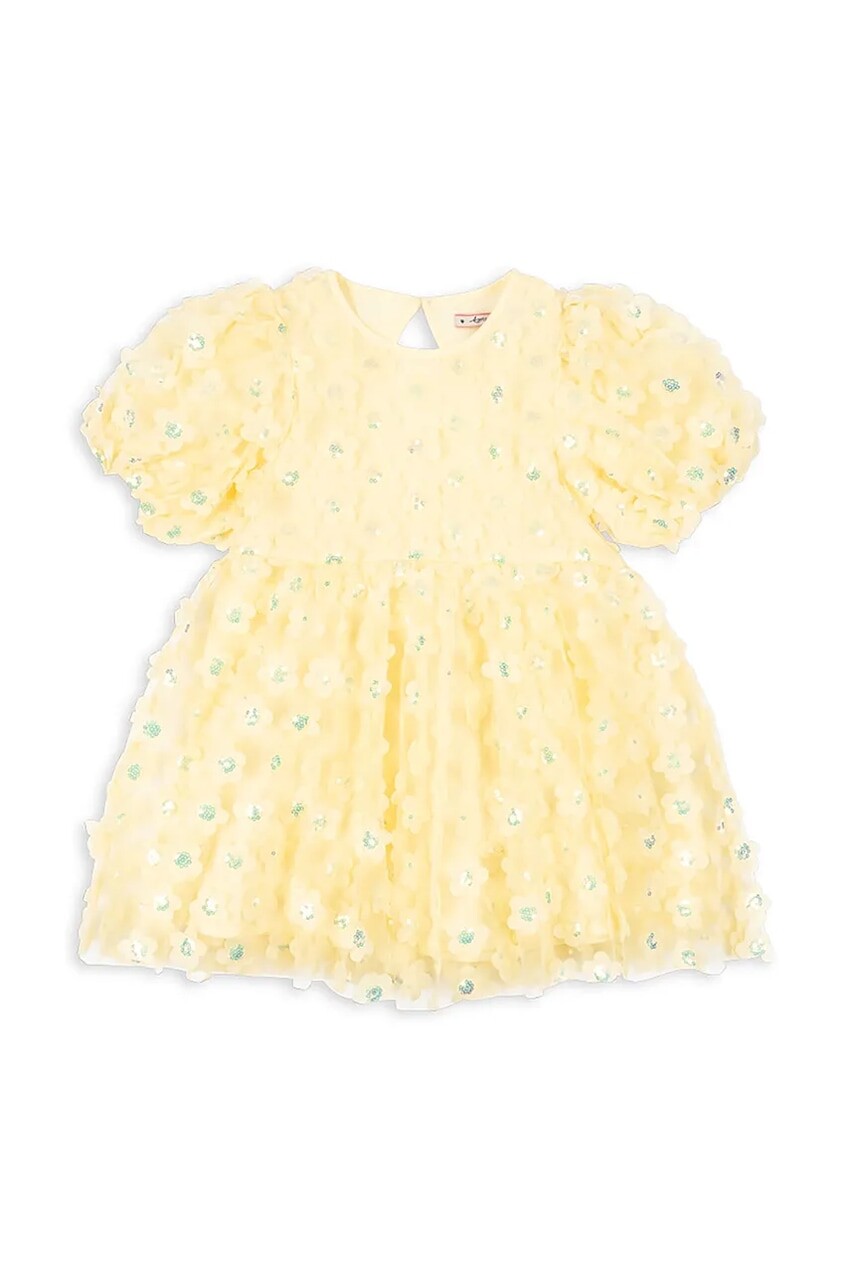 Dievčenské šaty Konges Sløjd EASTER SALLY DRESS žltá farba, mini, áčkový strih, KS103557