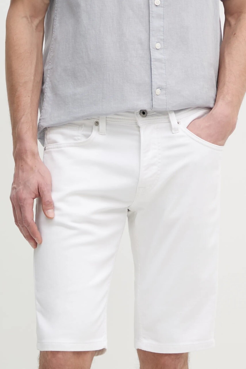 Šortky Pepe Jeans SLIM GYMDIGO SHORT TRACK pánske, biela farba, PM801075TC8