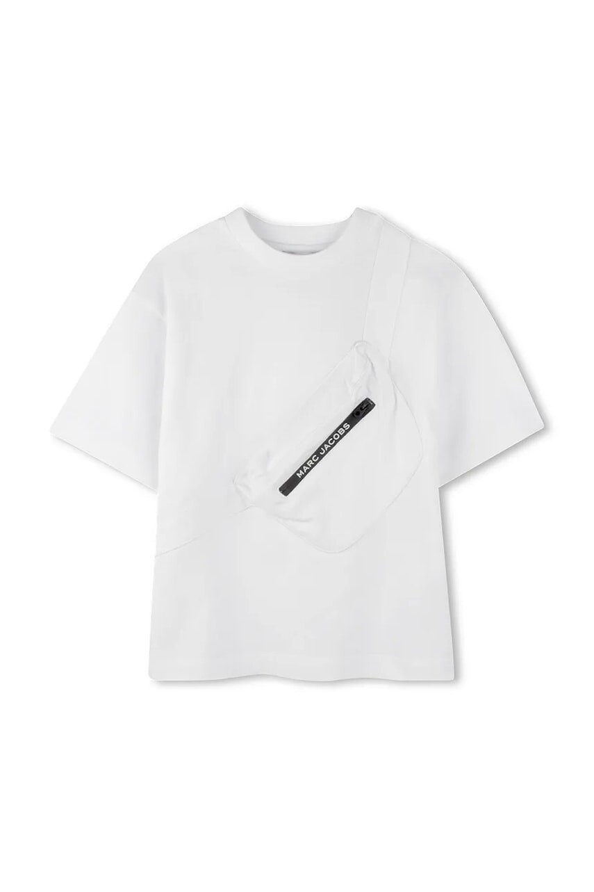Detské bavlnené tričko Marc Jacobs biela farba, jednofarebné, W60449