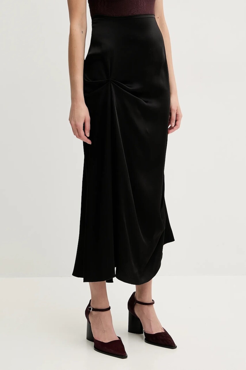 Sukňa Victoria Beckham čierna farba, midi, rovný strih, 1225WSK006377A