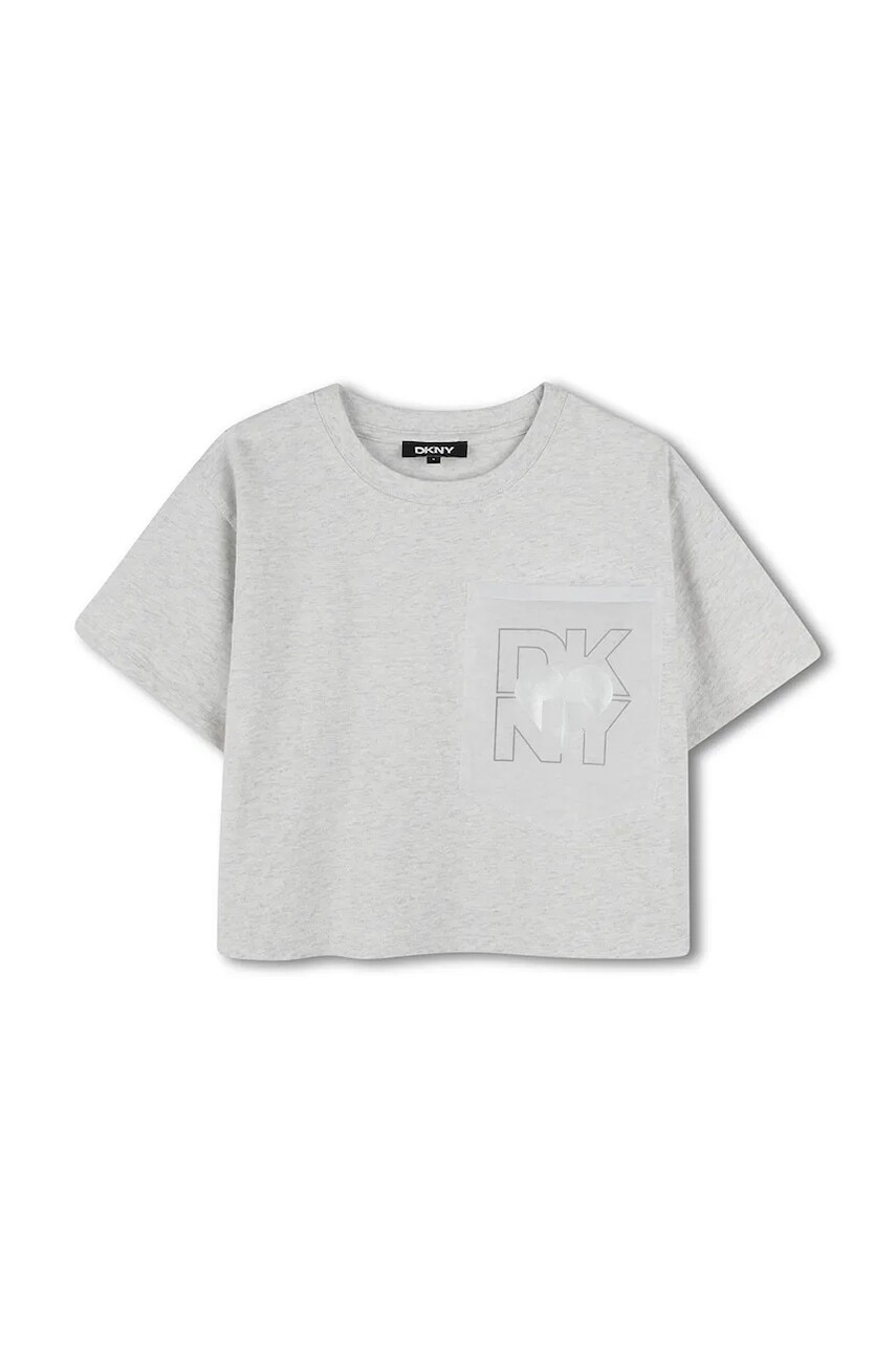 Detské bavlnené tričko Dkny šedá farba, D62312