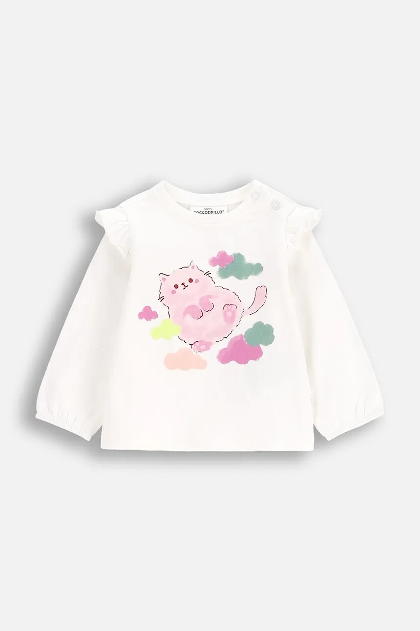 Tričko s dlhým rukávom pre bábätká Coccodrillo béžová farba, DREAM DIARIES GIRL NEWBORN