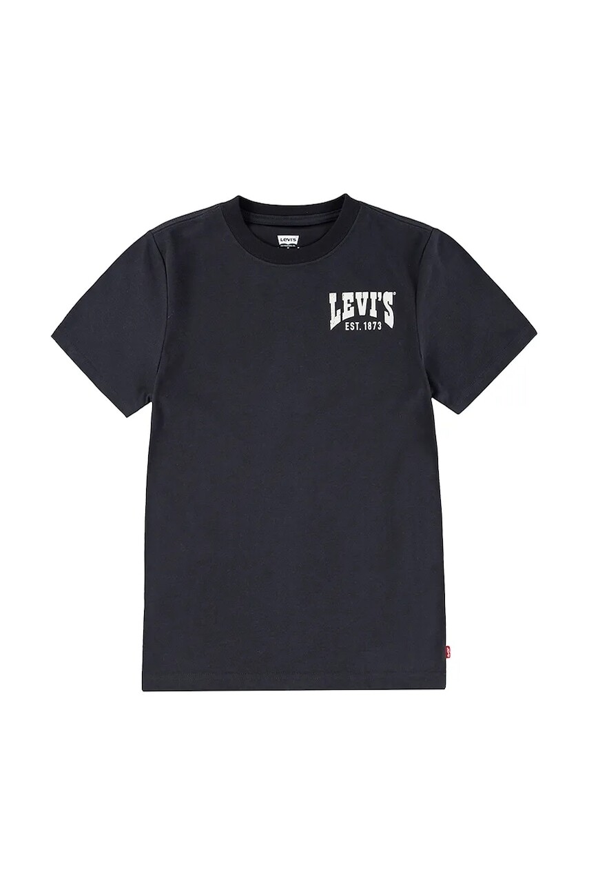 Detské tričko Levi's VALLEY VIEW TEE čierna farba, s potlačou, 8EM600