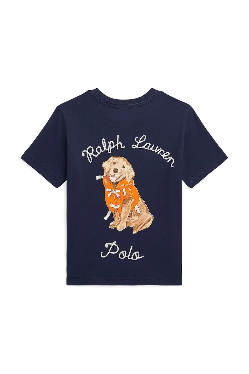 Detské bavlnené tričko Polo Ralph Lauren tmavomodrá farba, s potlačou, 322964136001