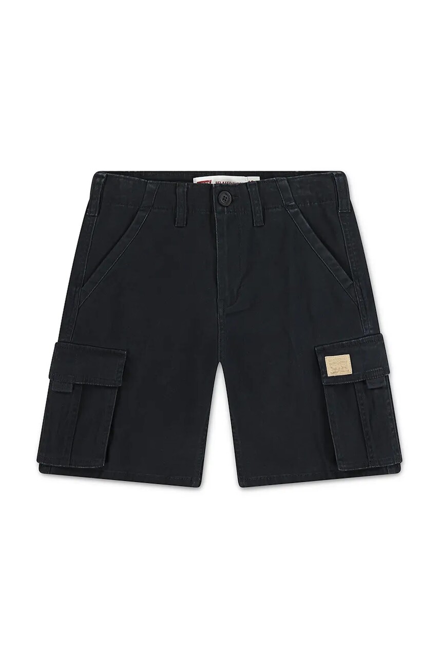 Detské krátke nohavice Levi's TRADITIONAL CARGO SHORTS čierna farba, nastaviteľný pás 9EM381