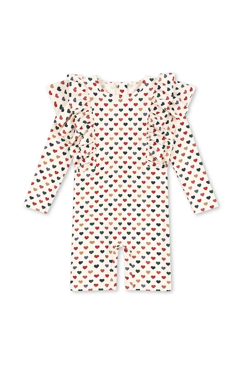 Detská plavecká kobinéza Konges Sløjd MANUCA FRILL ONESIE GRS béžová farba, KS102511