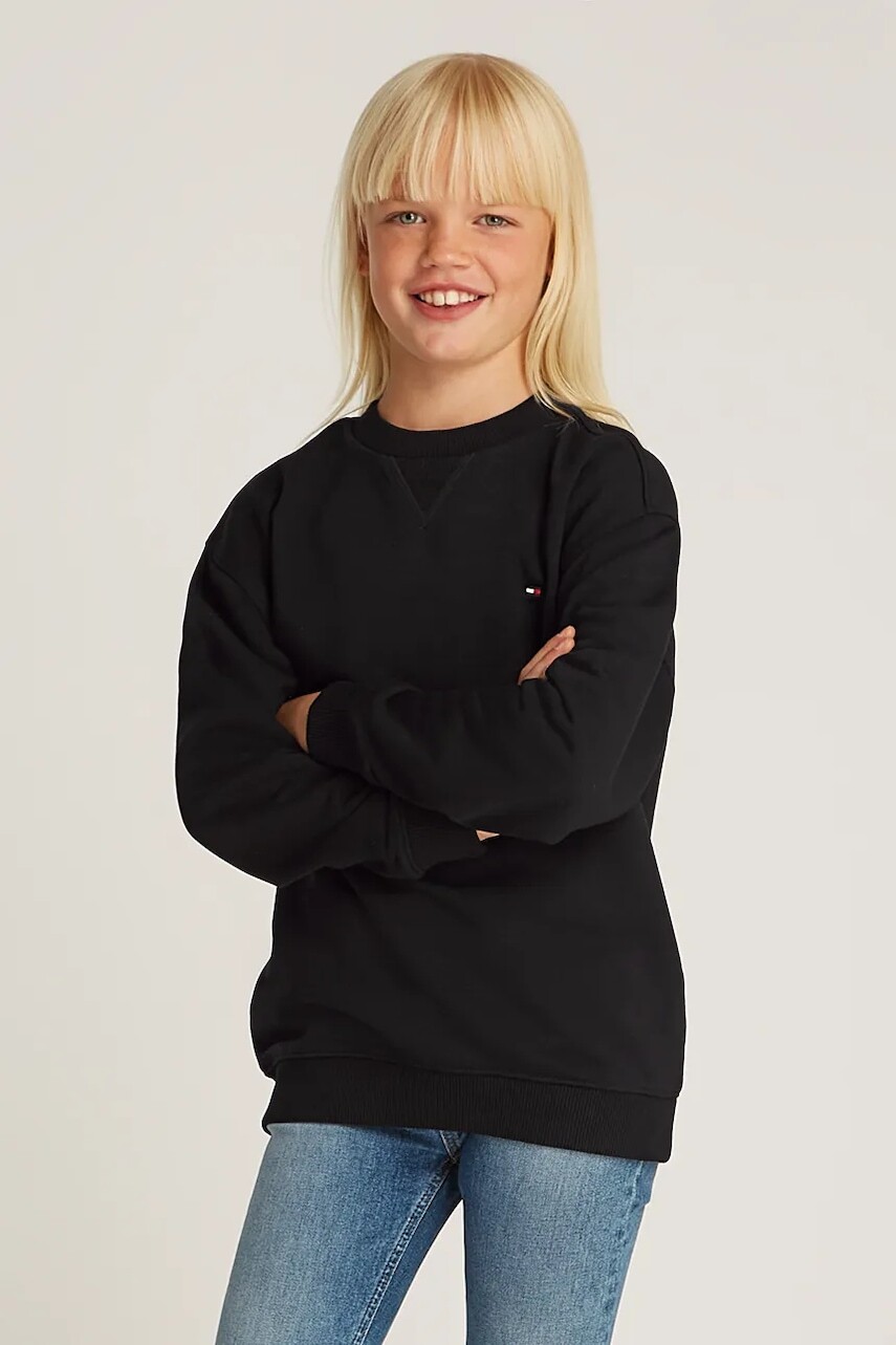 Detská mikina Tommy Hilfiger čierna farba, jednofarebná, KS0KS00534