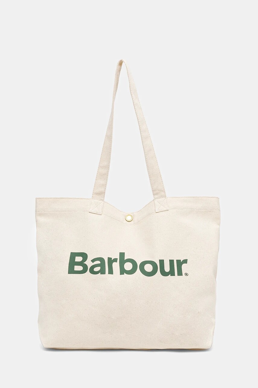 Bavlnená taška Barbour Logo Tote Bag béžová farba, UBA0733