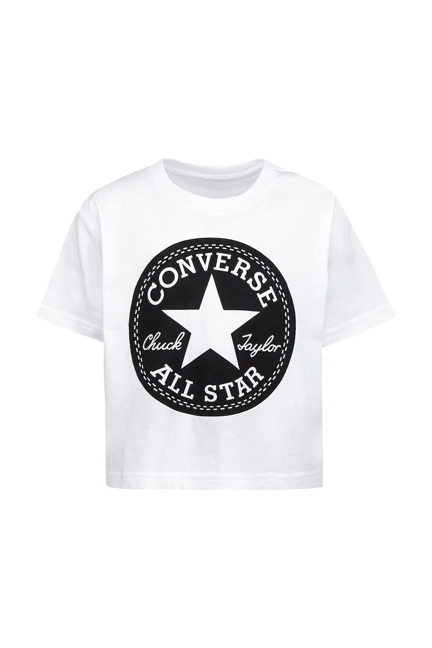 Detské bavlnené tričko Converse biela farba, 369787