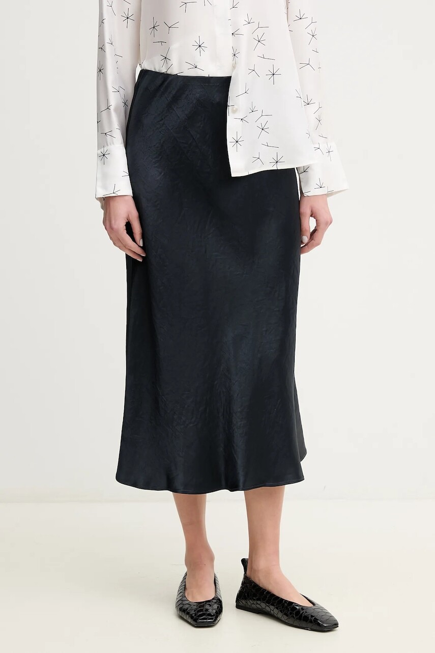 Sukňa MM tmavomodrá farba, midi, puzdrová, 2516101017600