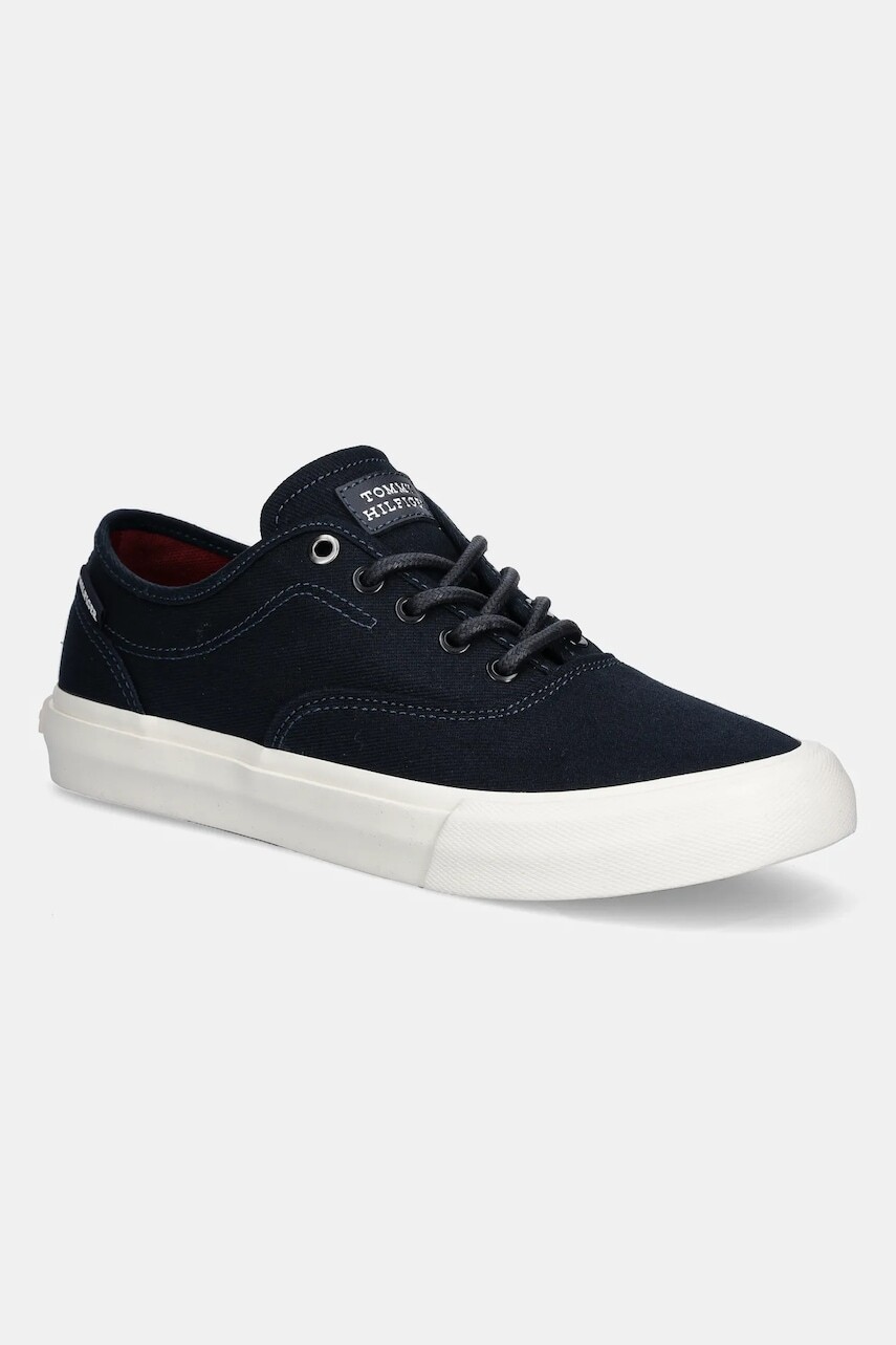 Tenisky Tommy Hilfiger TH HI VULC LOW OXFORD TWILL tmavomodrá farba, FM0FM05400