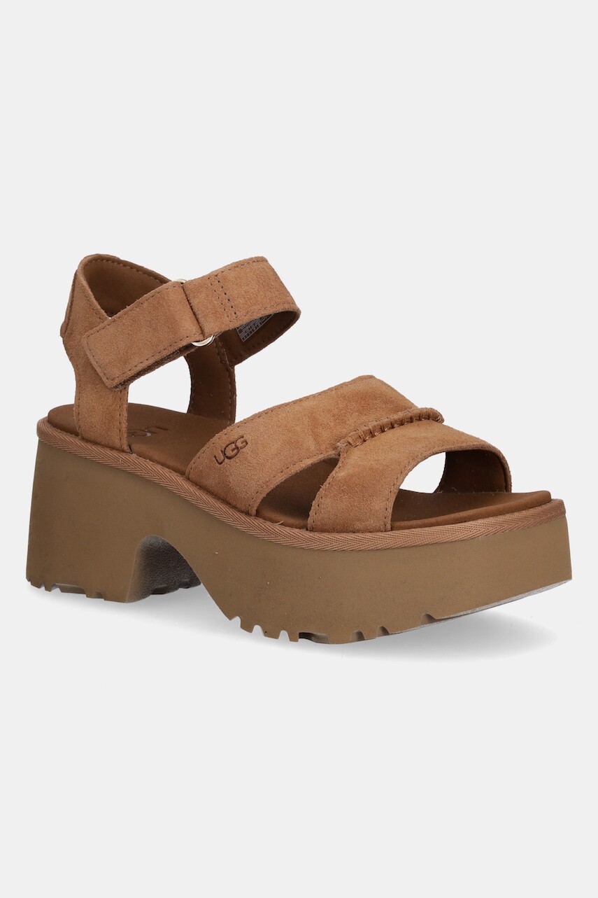 Semišové sandále UGG New Heights Ankle Strap hnedá farba, 1167475-CHE