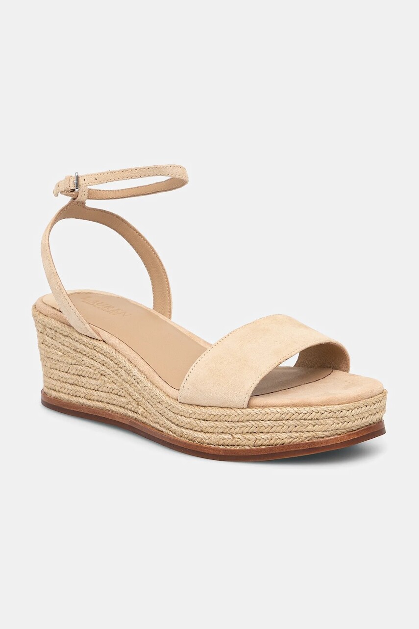 Semišové sandále Lauren Ralph Lauren Leona béžová farba, 802920421010
