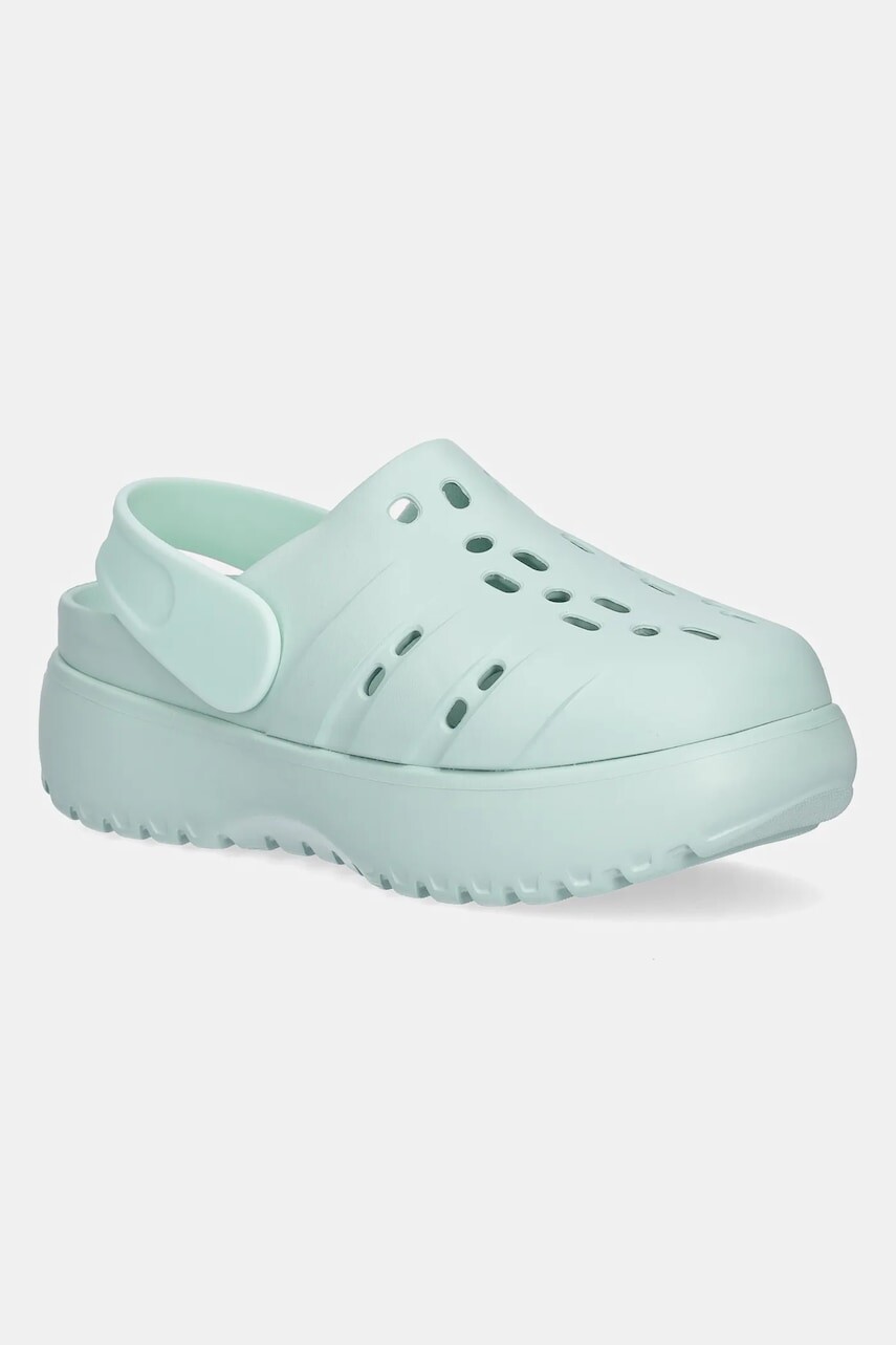 Šľapky adidas Adilette Clog Platform dámske, tyrkysová farba, JR2625