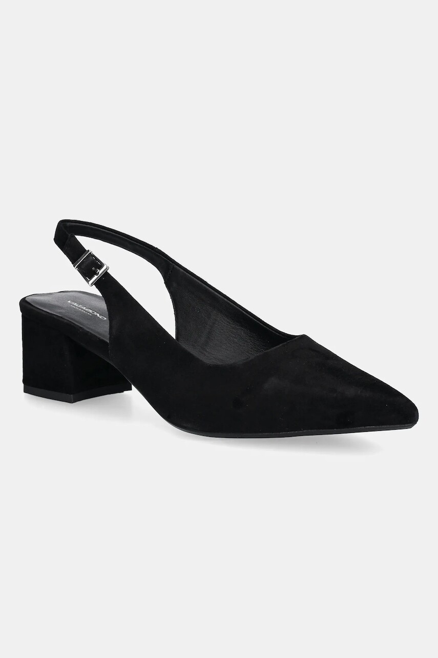 Semišové lodičky Vagabond Shoemakers MARTA čierna farba, na podpätku, s otvorenou pätou, 5928-140-20