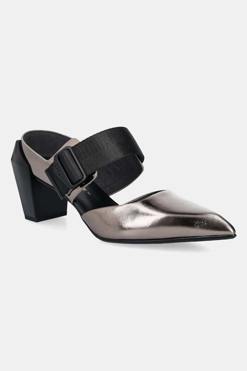 Lodičky United Nude Gem Mule Mid hnedá farba, na podpätku, s otvorenou pätou, 1090615716
