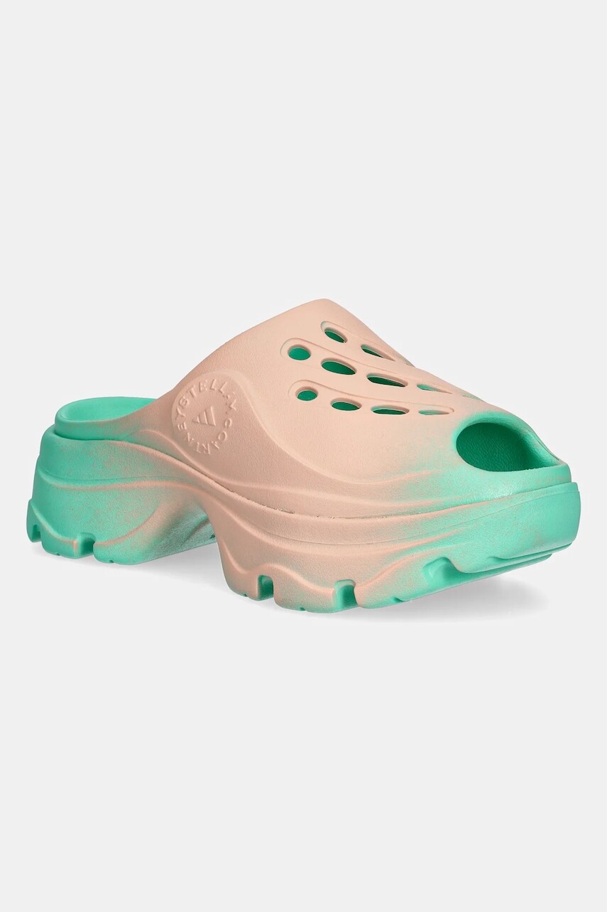 Šľapky adidas by Stella McCartney Clog dámske, zelená farba, na platforme, JH8952