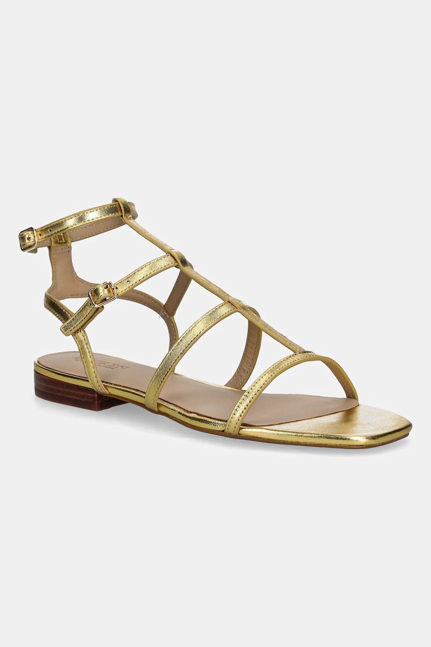 Kožené sandále Lauren Ralph Lauren Everley Gldr dámske, zlatá farba, 802978208001
