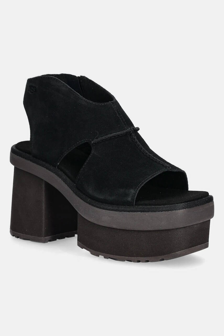 Semišové sandále UGG New Heights Platform čierna farba, 1167479-BLK