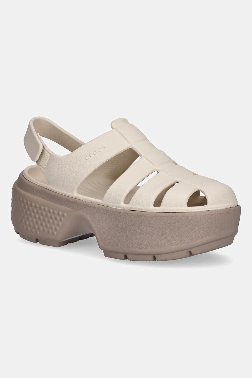 Sandále Crocs Stomp Fisherman Sandal dámske, béžová farba, na platforme, 209938-0LL