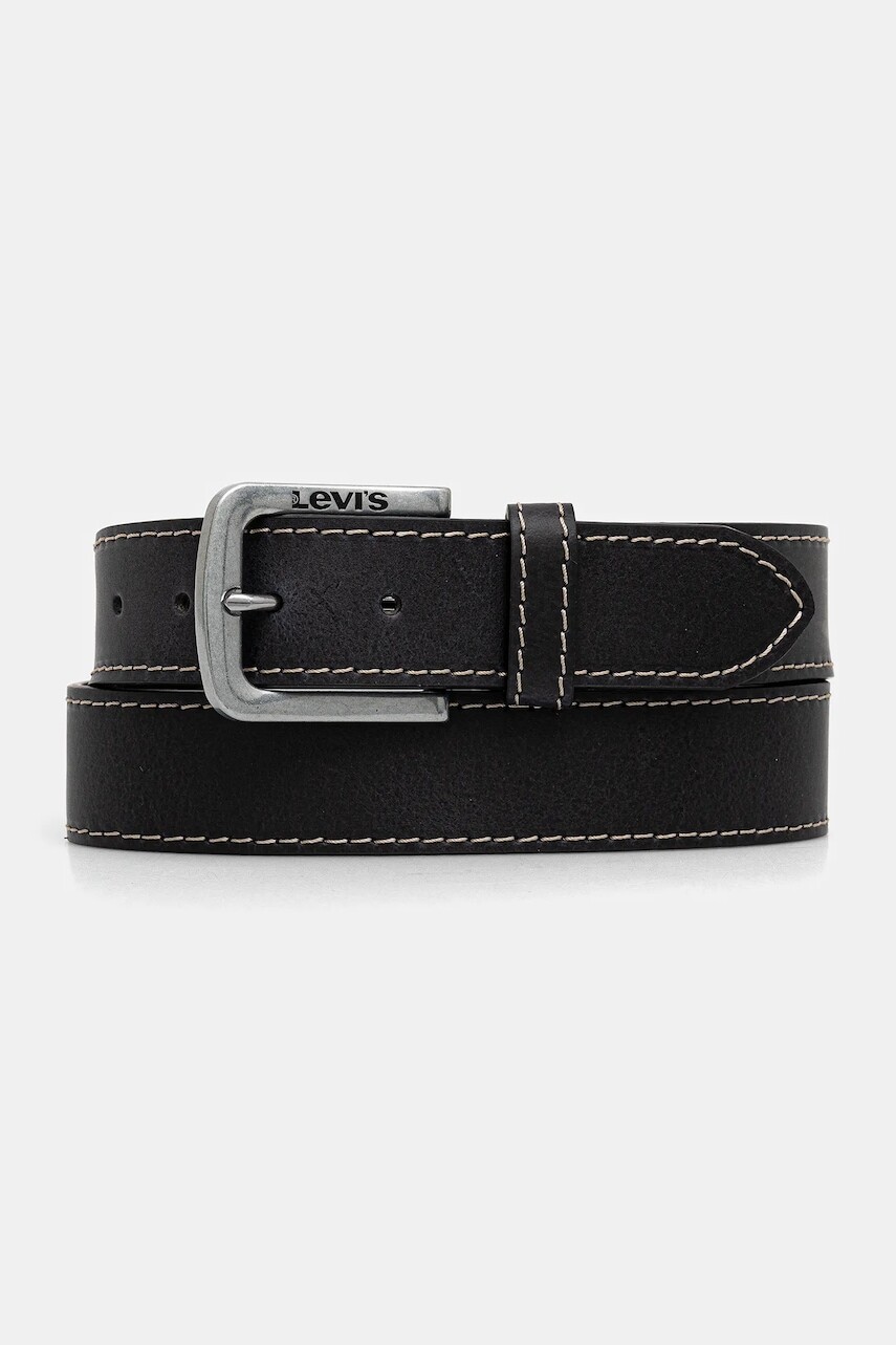 Kožený opasok Levi's čierna farba, 000I6-0000