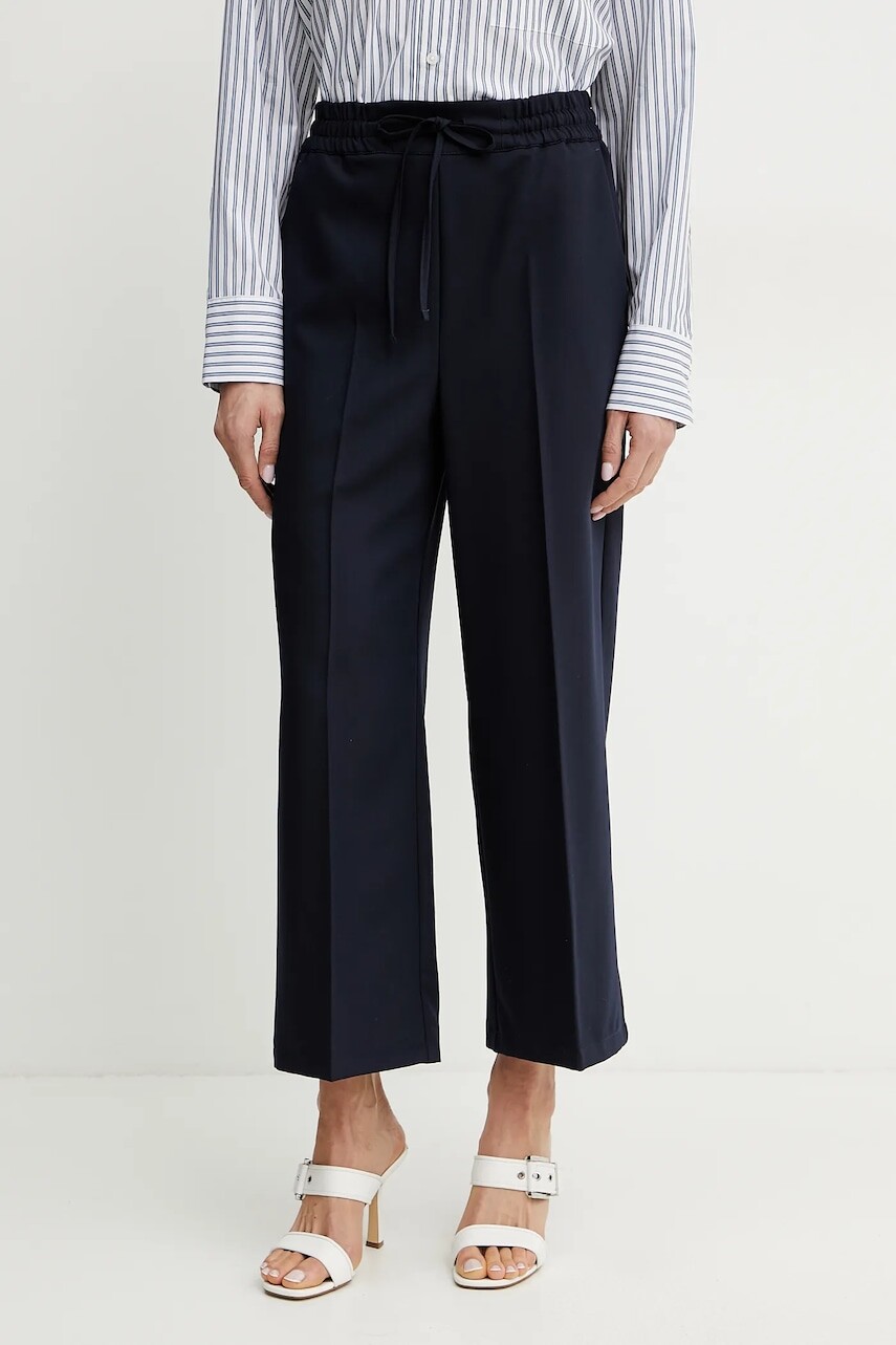 Nohavice Marella Emme by Marella dámske, tmavomodrá farba, široké, vysoký pás, 2515131131200