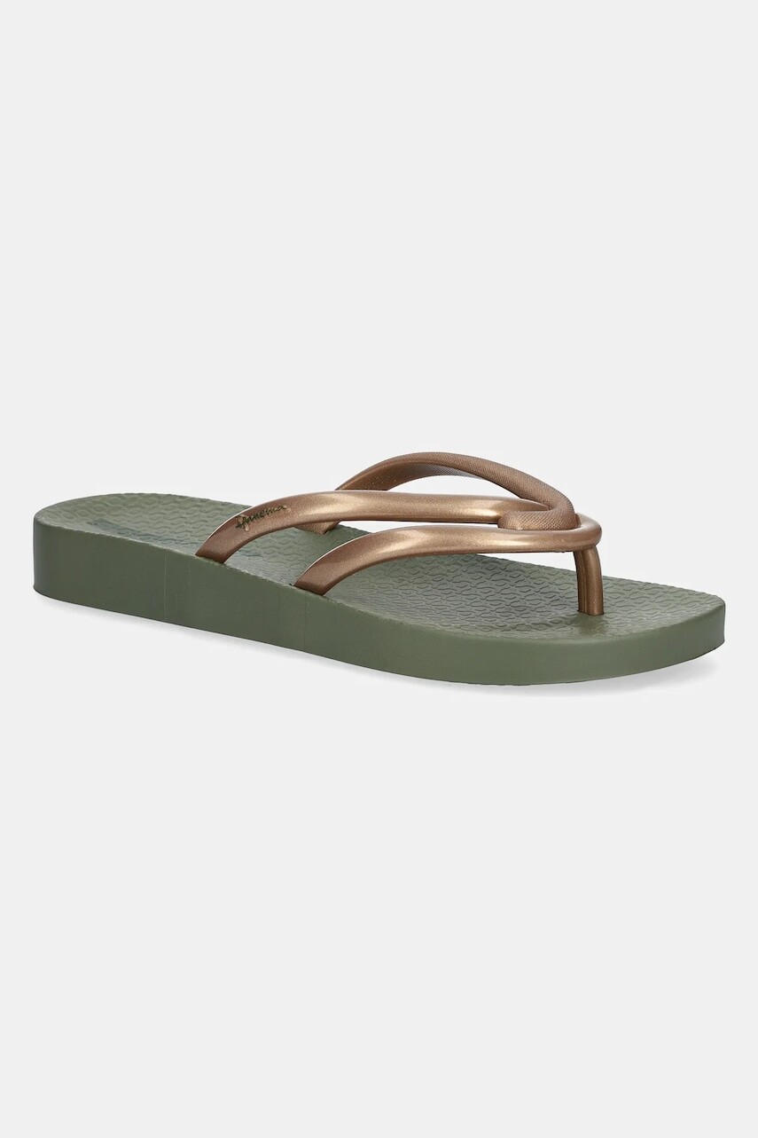 Šľapky Ipanema COMFY FEM dámske, zelená farba, na plochom podpätku, 83519-BE880