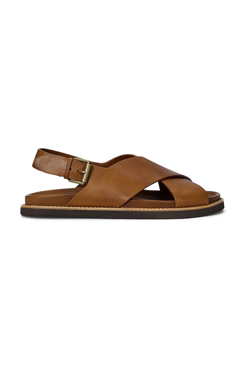 Kožené sandále Polo Ralph Lauren Zane pánske, hnedá farba, 803961444001