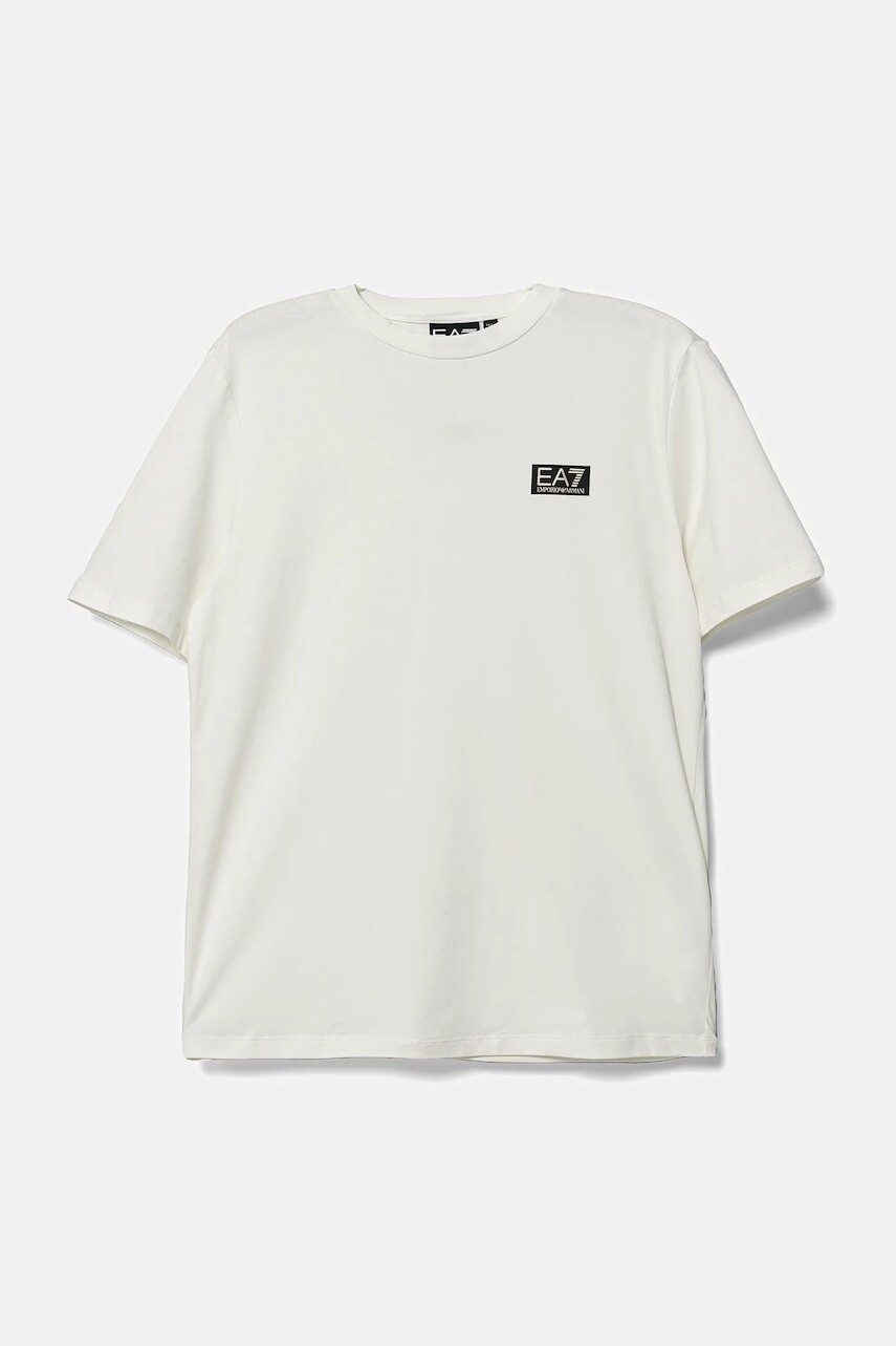Detské tričko EA7 Emporio Armani béžová farba, s potlačou, 7B000093 AF10373